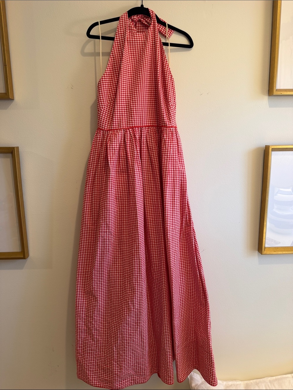 Tuckernuck Red Gingham Halter Maxi Dress